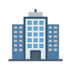 Poster - Simple blue building illustration on a White Background