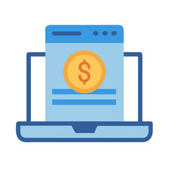 Poster - Online banking icon on laptop screen, flat design style