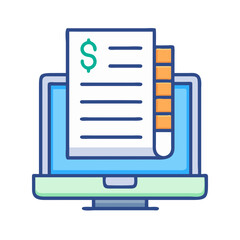 Poster - Digital invoice displayed on computer screen, finance concept art