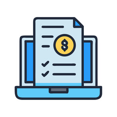 Poster - Online banking concept with laptop, document, and money icon