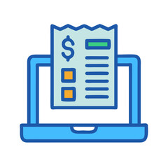 Poster - Online billing vector illustration on laptop against White Background