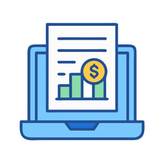 Poster - Financial report displayed on laptop screen with dollar symbol