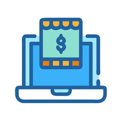 Poster - Online store on laptop concept with dollar symbol, e-commerce
