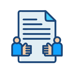 Poster - People holding document icon representing teamwork and collaboration