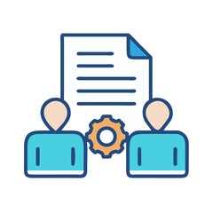 Poster - Teamwork icon highlighting cooperation for project development and improvement