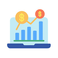 Poster - Flat design laptop showcasing financial growth with bar chart