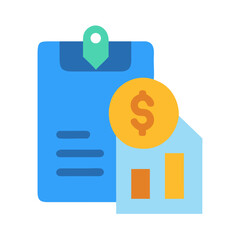 Poster - Financial report and coin representing business growth and success