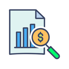 Poster - Financial Analysis Graph with Magnifying Glass Icon Illustration