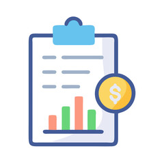 Poster - Financial report chart on clipboard with a dollar coin