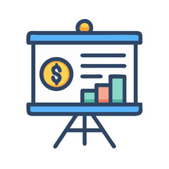 Poster - Financial growth chart on presentation board, business trends analysis