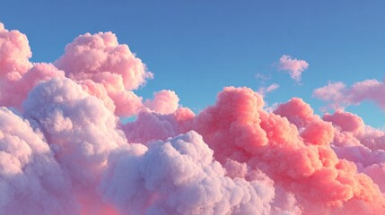 Wall Mural - A stunning array of pink and purple clouds fills the sky during a beautiful sunset, casting a warm glow over the landscape and creating a tranquil atmosphere.