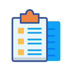 Poster - Clipboard icon displaying information list on a White Background