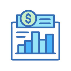Poster - Growing bar graph financial data visualization on document flat