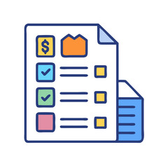 Poster - Financial report checklist icon in doodle style, data analysis