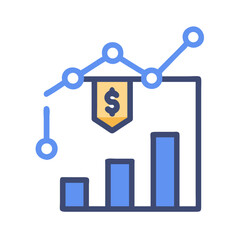 Poster - Graphic illustration of financial chart showing business growth and money