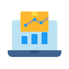 Poster - Laptop displaying bar graph and trend data analysis chart