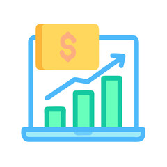 Poster - Vector illustration of laptop showing growth chart with dollar sign