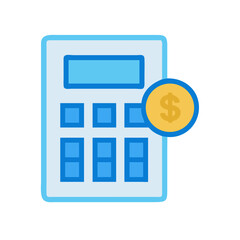 Poster - Calculator and dollar coin flat icon on White Background