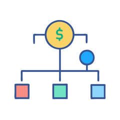 Poster - Flat design organization chart with dollar symbol and shapes