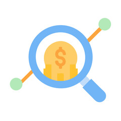 Poster - Analyzing Financial Data Magnifying Glass with Coins and Graph