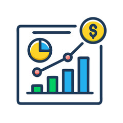 Poster - Colorful bar chart with dollar coin showing financial growth