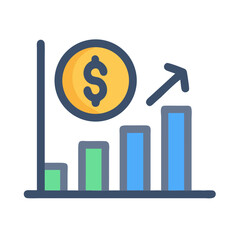 Poster - Flat vector image showing a growing financial chart concept