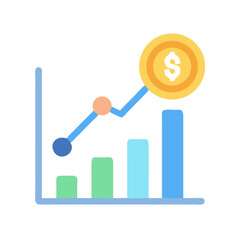 Poster - Growing financial market analysis with line chart and coin