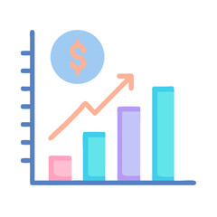 Poster - Stylized bar graph illustrating upward financial trend and growth