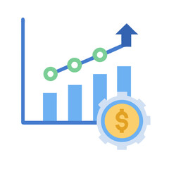 Poster - Financial growth chart with ascending arrow and dollar gear