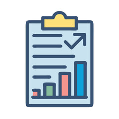 Poster - Icon of rising bar graph on clipboard illustrating growth