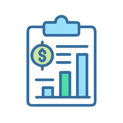 Poster - Financial report with bar graph and coin icon illustration