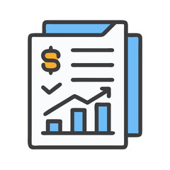 Poster - Financial report with growing chart and dollar sign icon