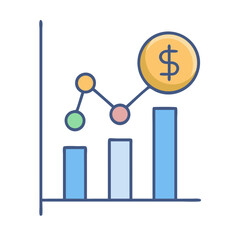Poster - Rising bar graph with line chart and dollar coin