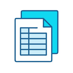 Poster - Stacked document pages icon depicting spreadsheet data analysis