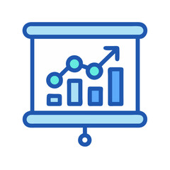 Poster - Presentation chart showing a line and bar graph rising