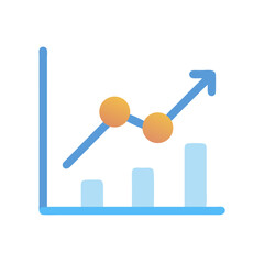 Poster - Simple flat financial graph shows upward trend on White
