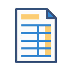 Poster - Flat document icon illustration with table and folded corner