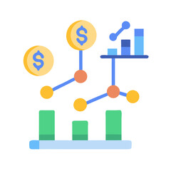 Poster - Financial chart showing growth with rising dollar coins icon