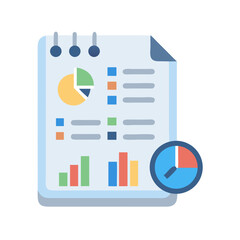 Poster - Financial report with charts and clock representing time