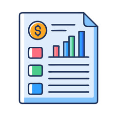 Poster - Financial report with dollar symbol and bar chart illustration