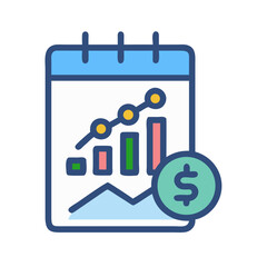 Poster - Financial calendar showing growth and money accumulation over time