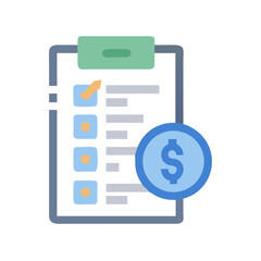 Poster - Checklist and dollar coin illustrating project costs tracking management
