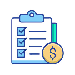 Poster - Financial checklist icon with coin shows completed tasks