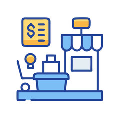 Poster - Isolated store icon with grocery basket and money sign