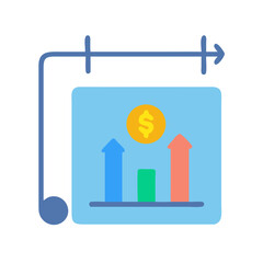 Poster - Financial growth chart with coin icon display stand illustration