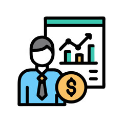 Poster - Financial growth infographic illustration showing a businessman and profits