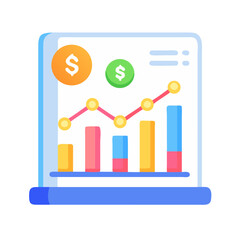 Poster - Colorful flat design financial data report with line graph