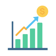 Poster - Financial graph trending upwards, growth chart with coin icon