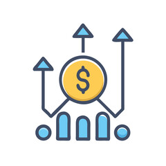 Poster - Investment growth illustration with dollar coin and upward arrows
