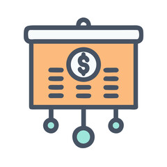 Poster - Financial presentation on a projector screen showing monetary information